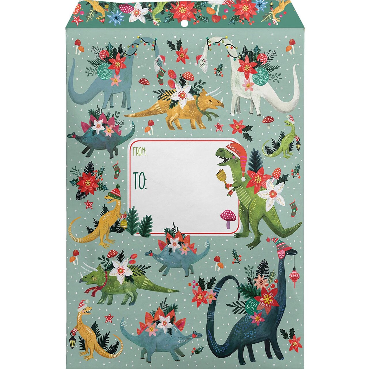Pack/6: Festive Dinosaurs Theme Mailing Envelope - 9 x 1/2 x 12"